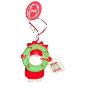 New Department 56 Home Sweet Gnome Snowpinions Wreath Ornament Hanging Red Green